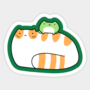 Tabby Cat and Frog Sticker